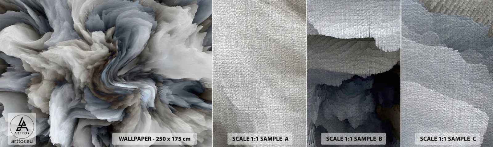 Fotobehang Monster Premium Canvas - Steen en bloem - 3D, Driedimensionaal, Deel - 100x30 cm