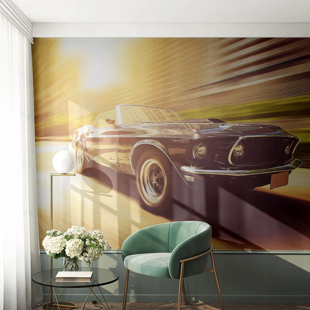 Fotobehang Premium Canvas - 1967 - de legende keert terug - Auto, Cabriolet, Automobiel - 450x315 cm