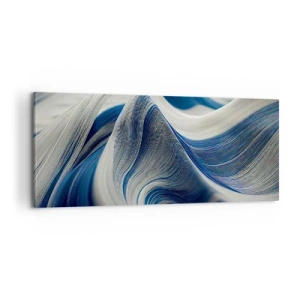 Schilderen op canvas - De vloeibaarheid van blauw en wit - 100x40 cm