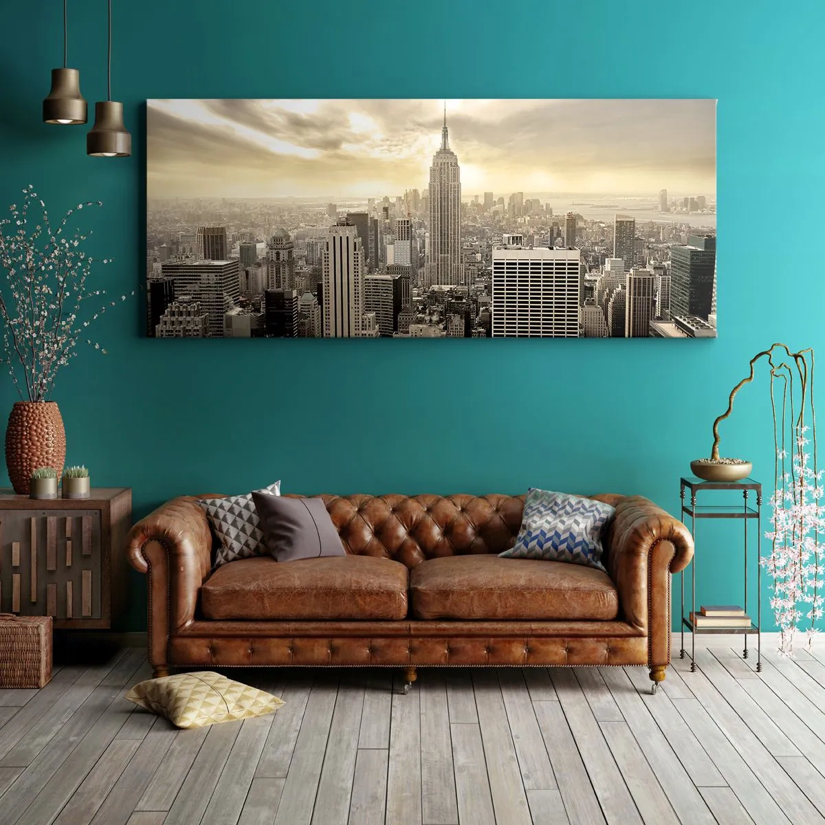 Schilderen op canvas - New York geweven van grijs - 160x50 cm