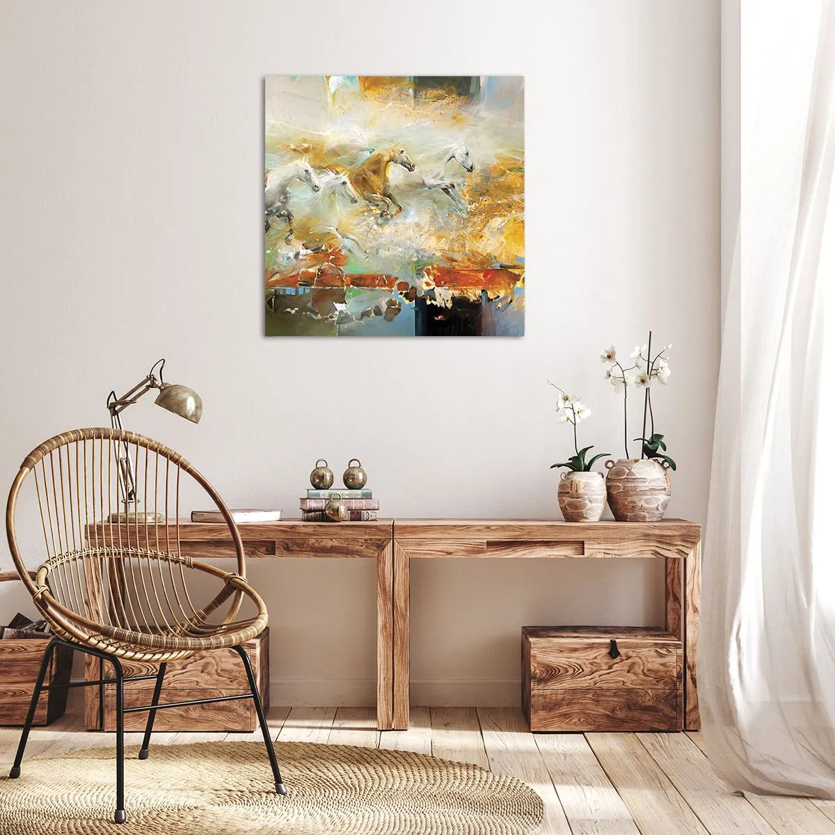 Schilderen op canvas - Galopperen door het licht - 30x30 cm