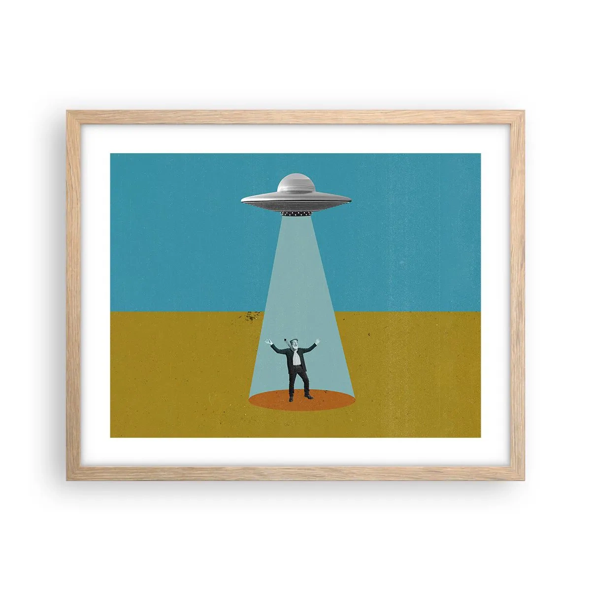 Een poster in een licht eiken lijst - Een nauwe ontmoeting - 50x40 cm