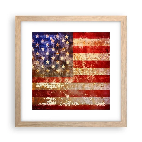 Een poster in een licht eiken lijst - Glorie vervaagt niet - 30x30 cm