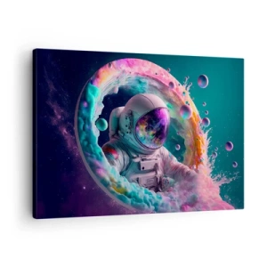 Schilderen op canvas - Astronaut in een kleurrijke kosmische aura - 70x50cm - Sterrenpoort - Moderne wanddecoratie voor woonkamer en slaapkamer ARTTOR