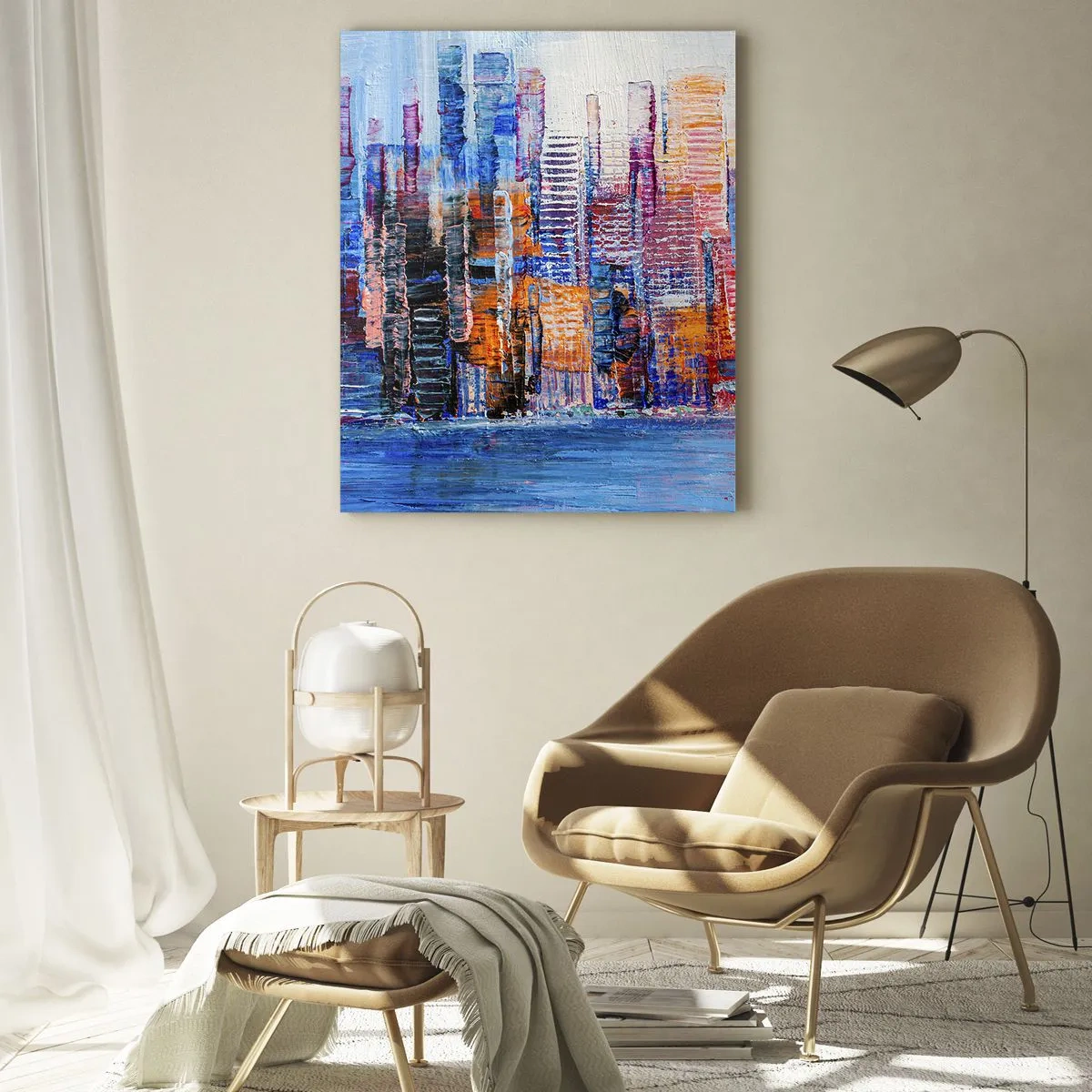 Schilderen op glas - Een vrolijke metropool - 50x70 cm