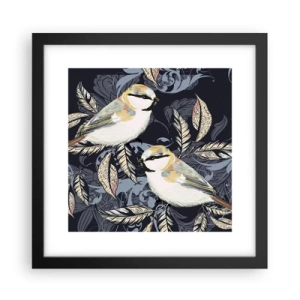 Poster in een zwarte lijst - Geel-blauwe triller - 30x30 cm