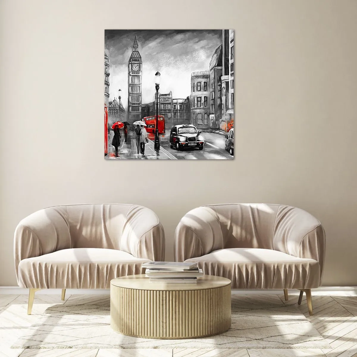 Schilderen op glas - Helemaal geen grijze stad - 50x50 cm