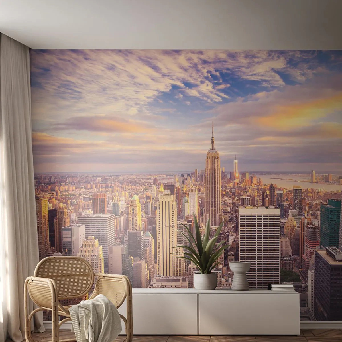 Zelfklevend Fotobehang Deluxe Sticker - Reik alleen naar de wolken - Stad, New York, Architectuur - 250x175 cm