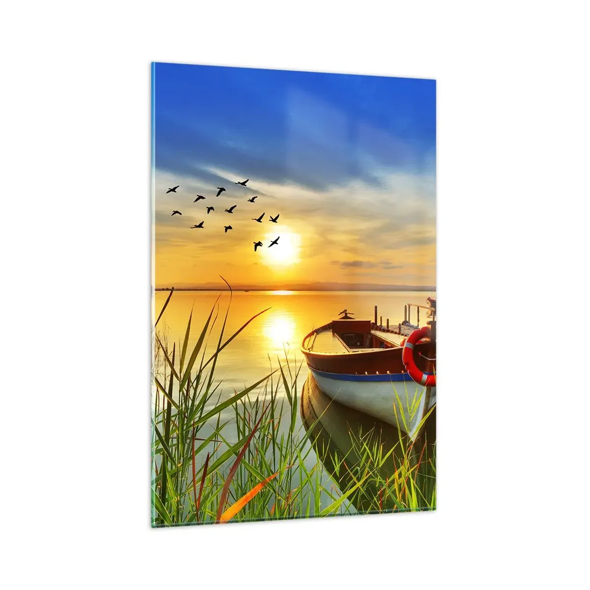 Schilderen op glas - De aalscholvers vliegen al weg - 80x120 cm