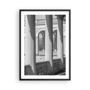 Poster in een zwarte lijst - Kolommen in architectuur met subtiele schaduwen - 50x70cm - Zonnige arcade - Moderne wanddecoratie voor woonkamer en slaapkamer ARTTOR