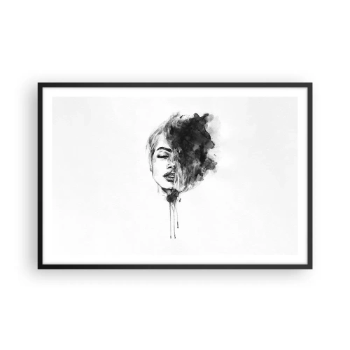Poster in een zwarte lijst - Waar droomt het meisje over? - 91x61 cm