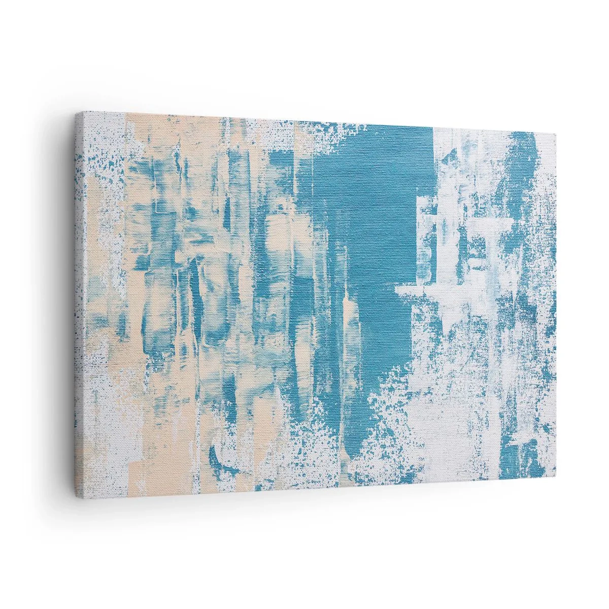 Schilderen op canvas - Abstracte compositie in tinten blauw en wit - 70x50cm - Door een ijspegel - Moderne wanddecoratie voor woonkamer en slaapkamer ARTTOR