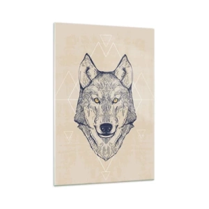 Schilderen op glas - Een alfa met een indringende blik - 70x100 cm