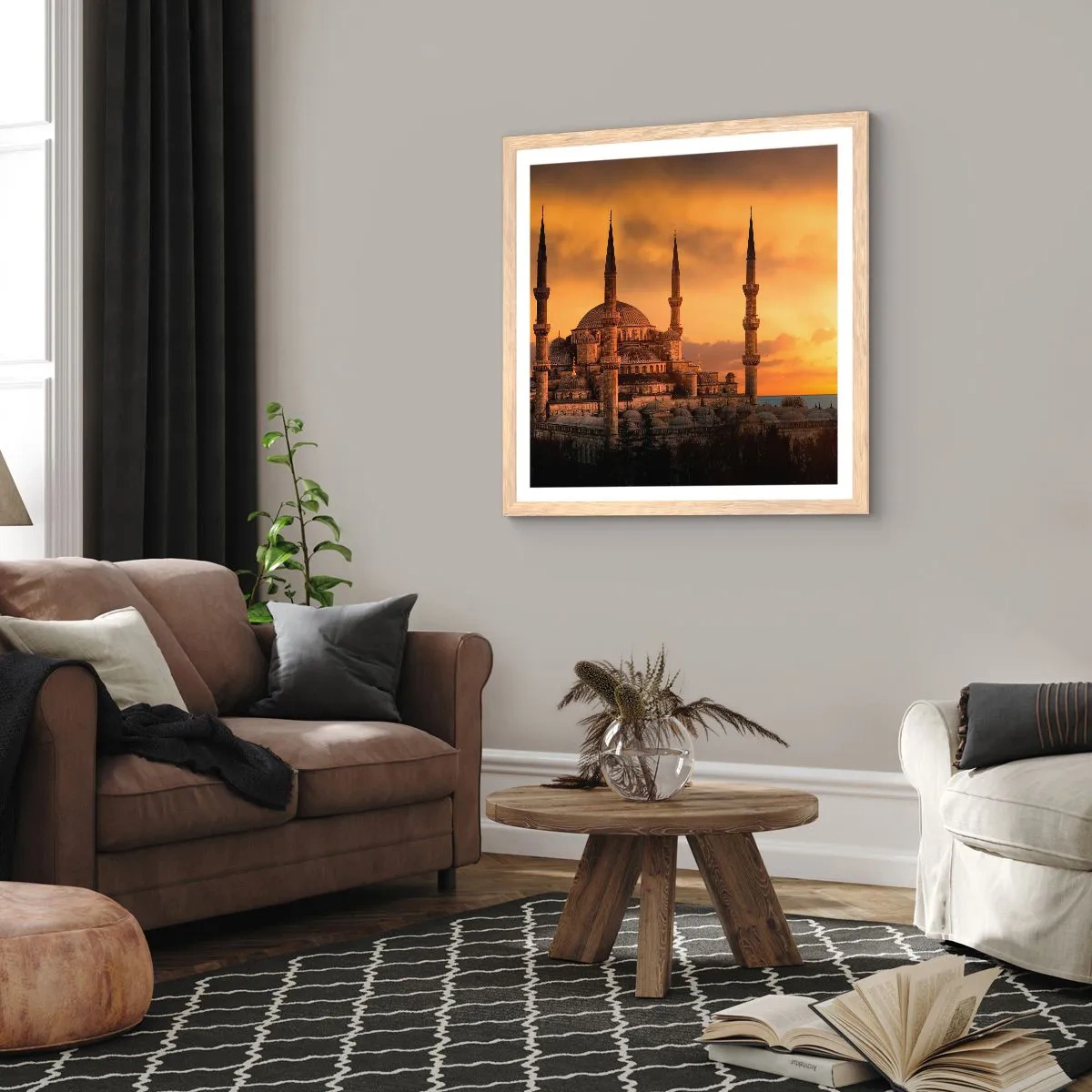 Een poster in een licht eiken lijst - God is geweldig - 30x30 cm