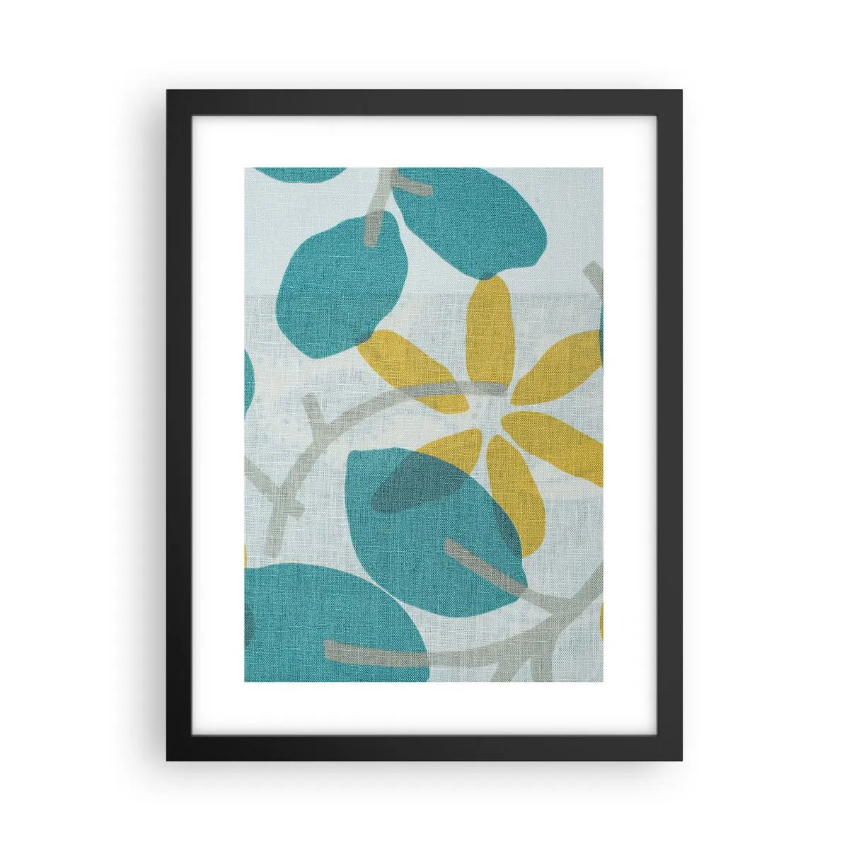 Poster in een zwarte lijst - Tussen de azuurblauwe bladeren - 30x40 cm