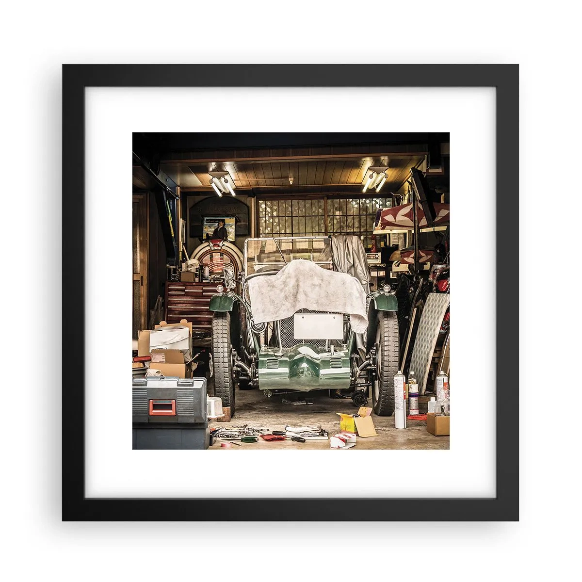 Poster in een zwarte lijst - Terug naar het verleden - 30x30 cm