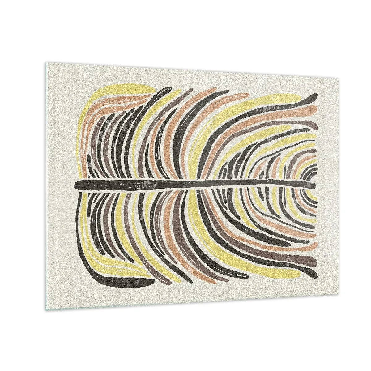 Schilderen op glas - Organische abstractie in warme aardse tinten op een lichte achtergrond - 70x50cm - Abstractie vol leven - Moderne wanddecoratie voor woonkamer en slaapkamer ARTTOR