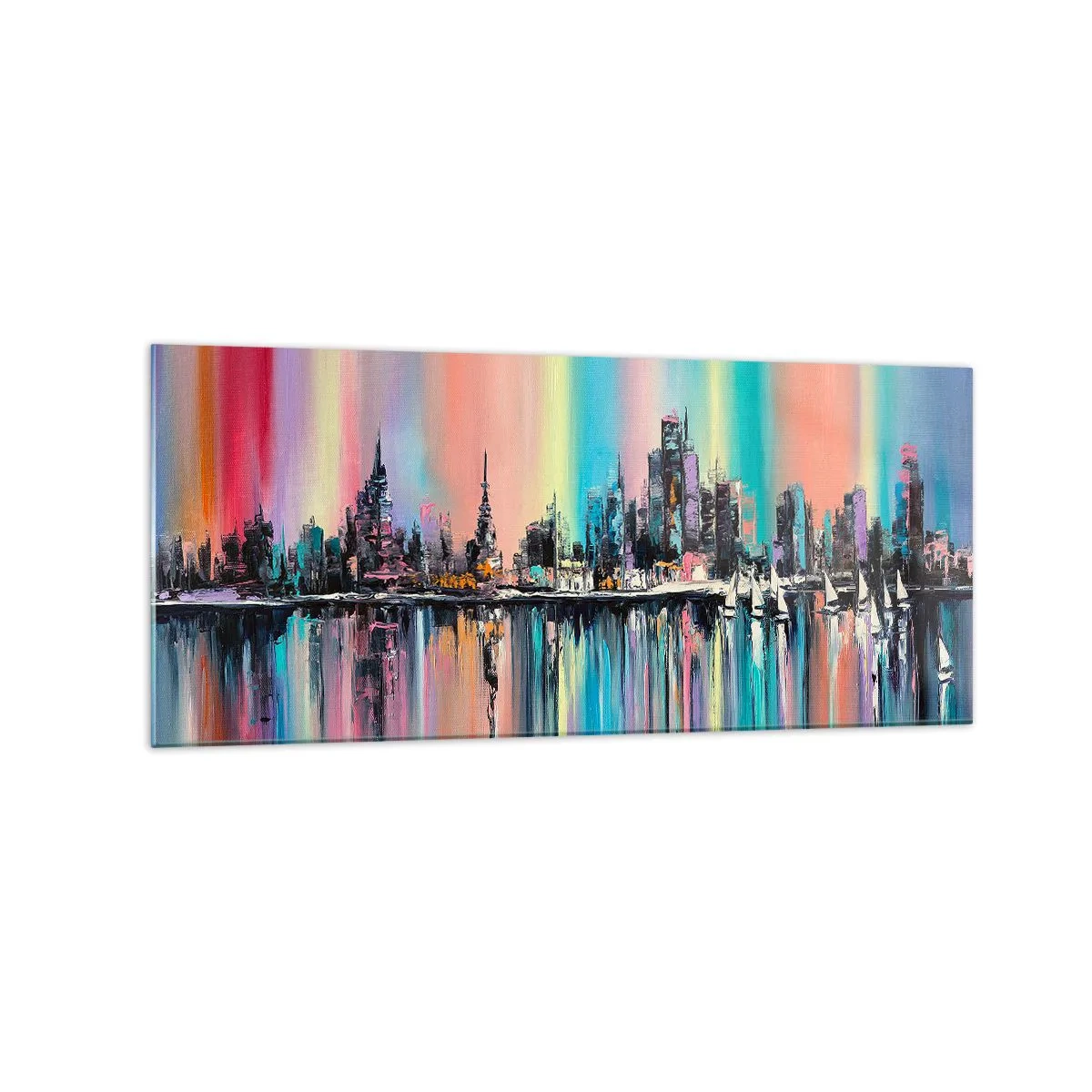 Schilderen op glas - Om in het licht van de nacht te vallen - 120x50 cm