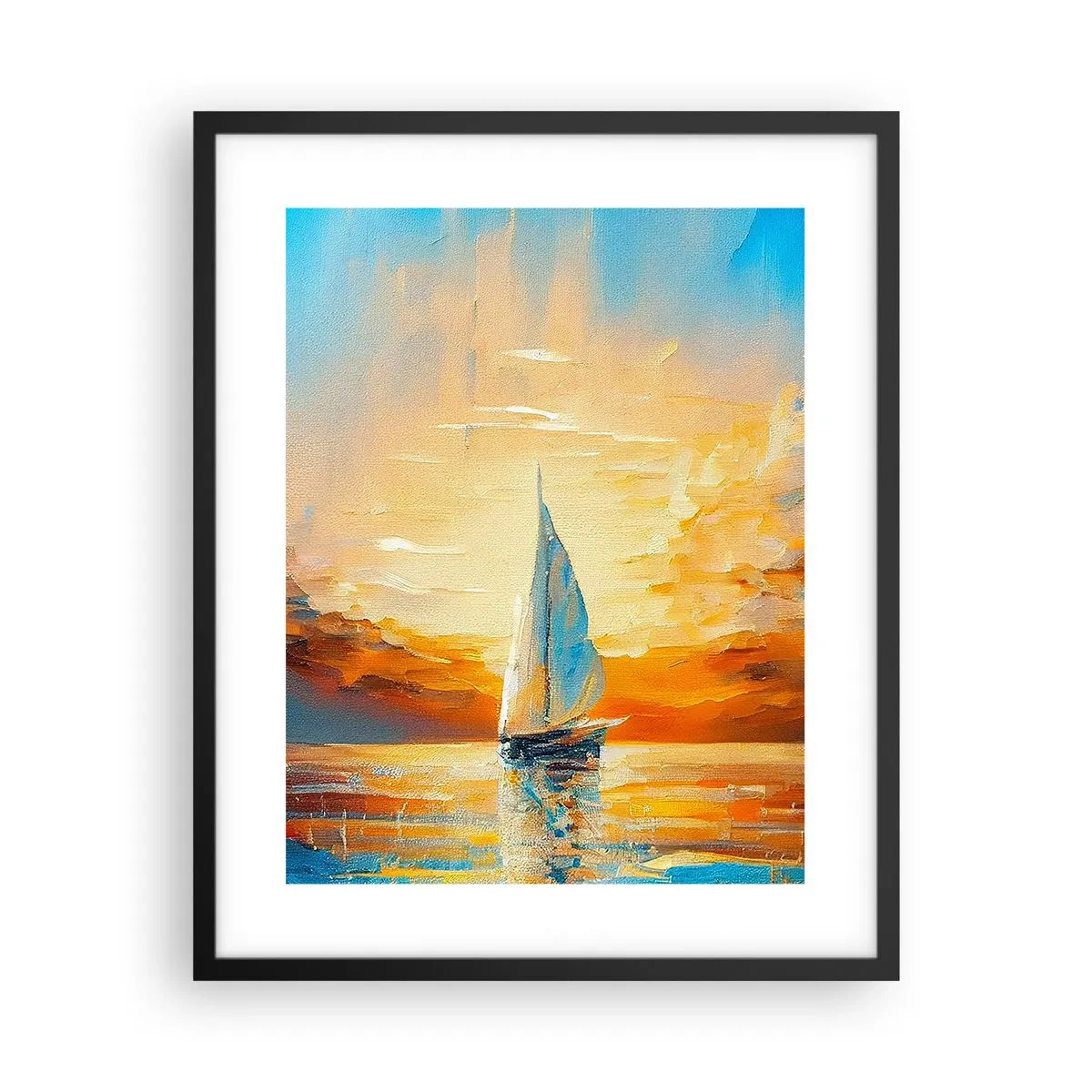 Poster in een zwarte lijst - Zeilen in goud - 40x50 cm