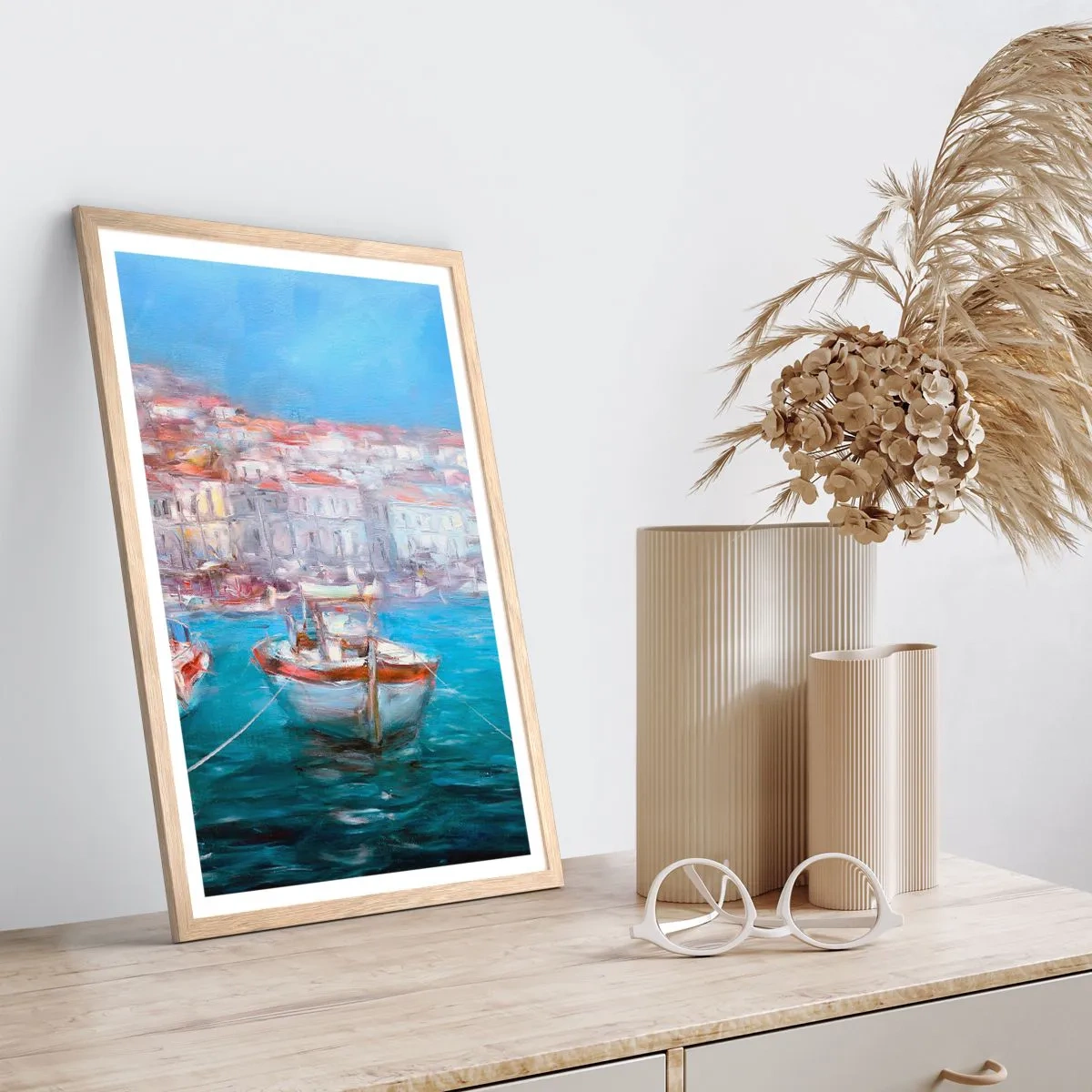 Een poster in een licht eiken lijst - Italiaanse baai - 70x100 cm
