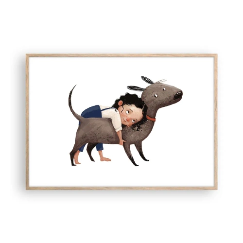 Een poster in een licht eiken lijst - Beste vrienden - 100x70 cm