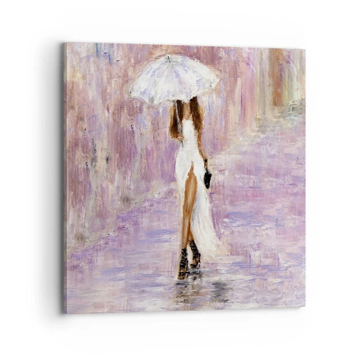 Schilderen op canvas - In de lila regen - 70x70 cm