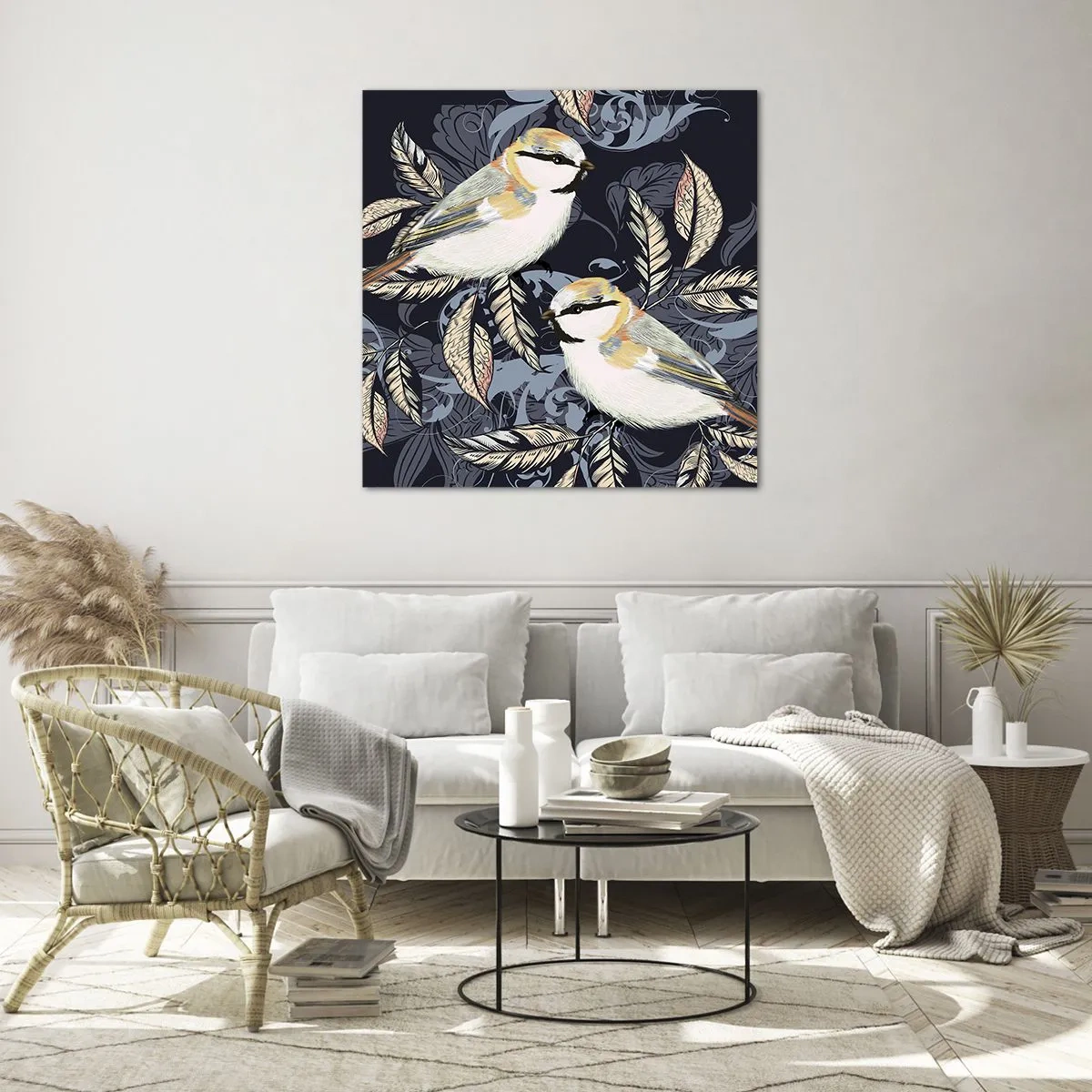 Schilderen op glas - Geel-blauwe triller - 50x50 cm