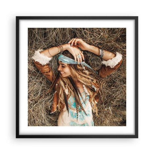 Poster in een zwarte lijst - Op weg naar de zomer van de liefde - 50x50 cm