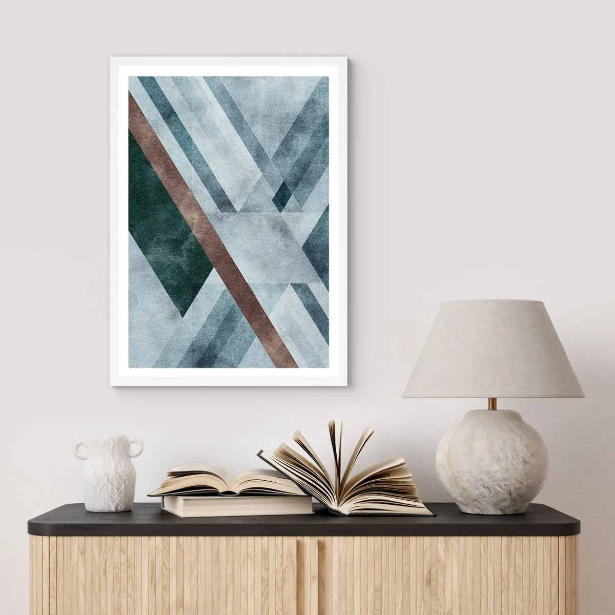 Poster in een witte lijst - Verfijnde elegantie van geometrie - 50x70 cm