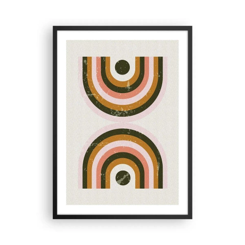 Poster in een zwarte lijst - Geometrische compositie in retrostijl - 50x70cm - Tweeling abstractie - Moderne wanddecoratie voor woonkamer en slaapkamer ARTTOR