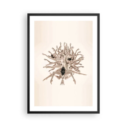 Poster in een zwarte lijst - Een artistieke compositie van een danseres in delicate beige kleuren. - 50x70cm - Bloeiend in dans - Moderne wanddecoratie voor woonkamer en slaapkamer ARTTOR