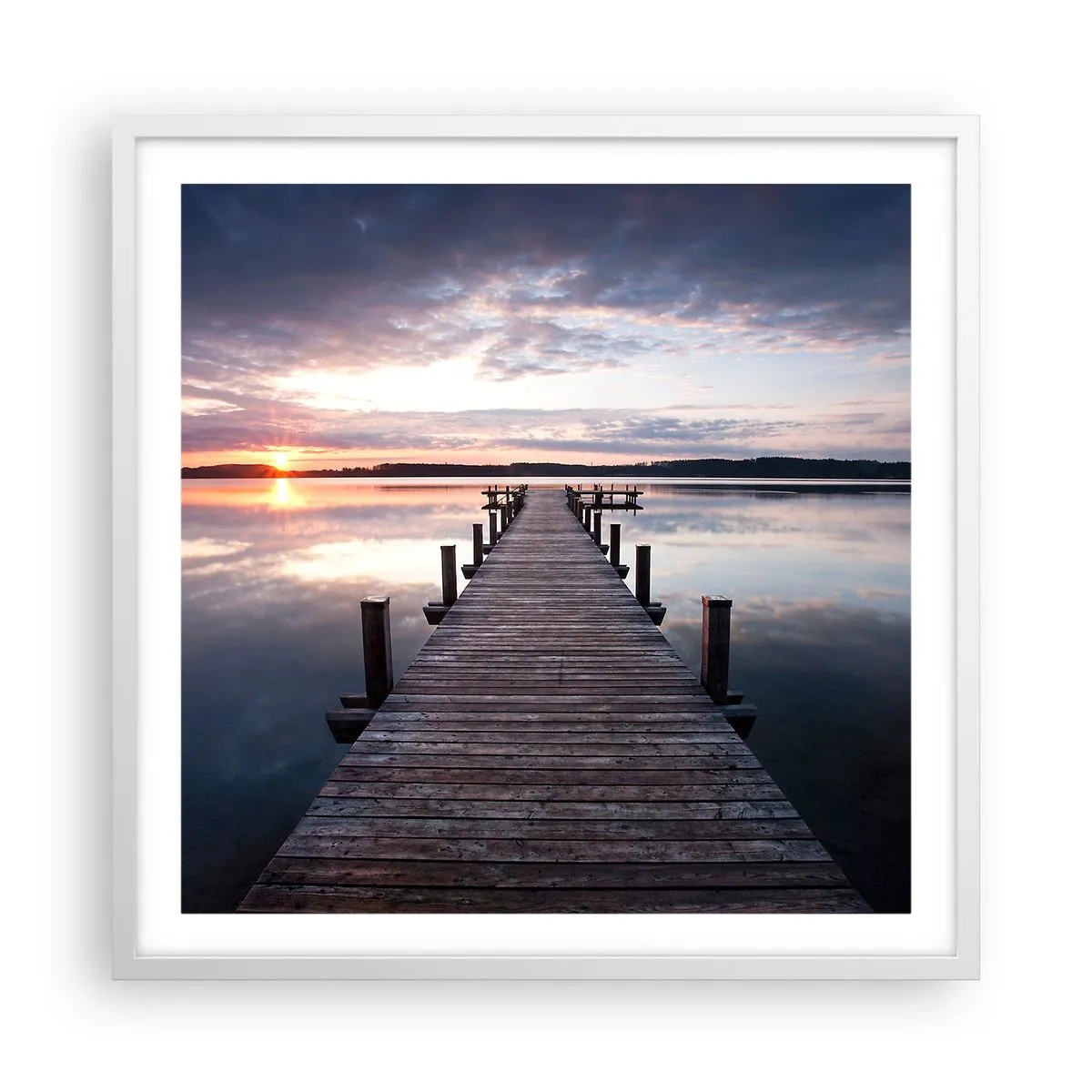 Poster in een witte lijst - Een rustige grens tussen dag en nacht - 60x60 cm