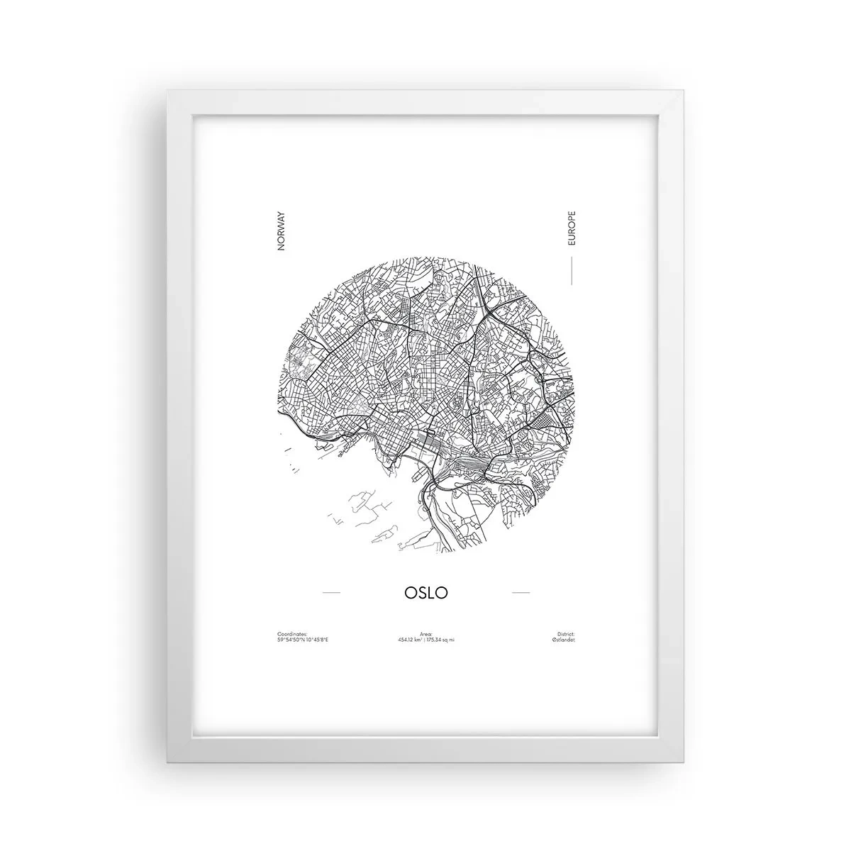 Poster in een witte lijst - Anatomie van Oslo - 30x40 cm