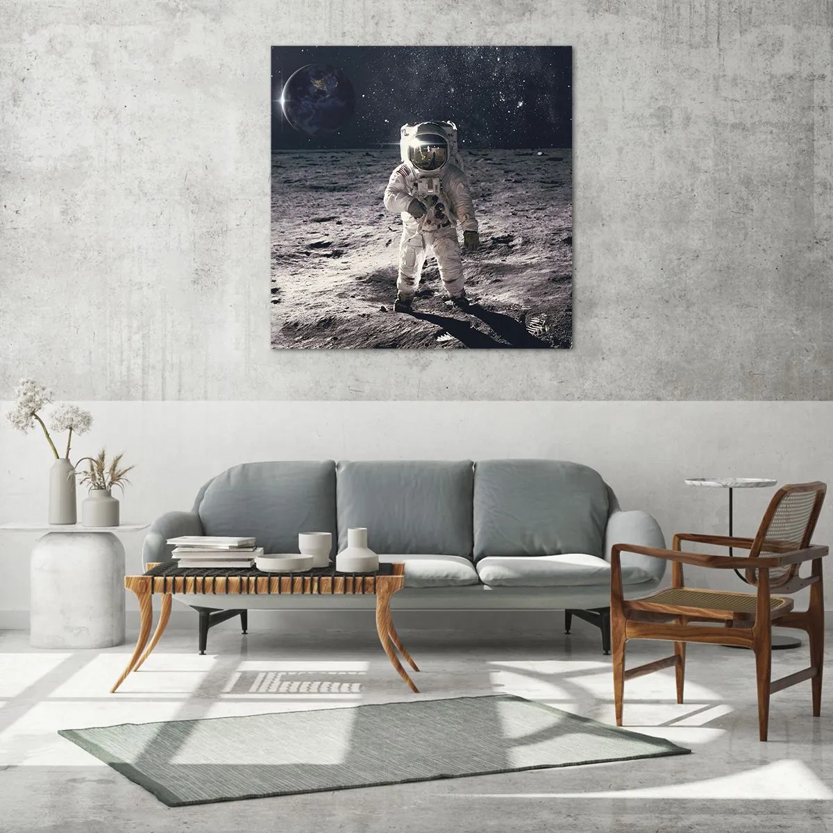Schilderen op glas - Groetjes van de maan - 70x70 cm