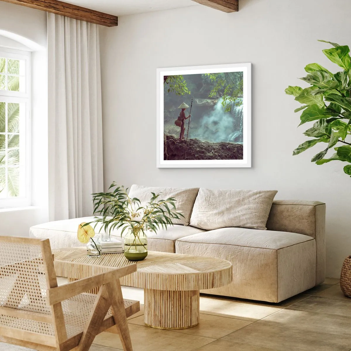 Poster in een witte lijst - Bevriend met de natuur - 30x30 cm