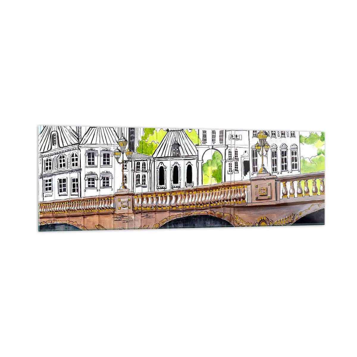 Schilderen op glas - De stad als geschilderd - 160x50 cm