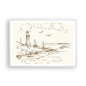 Poster in een witte lijst - Een overzicht van de herinneringen aan de zomer - 100x70 cm