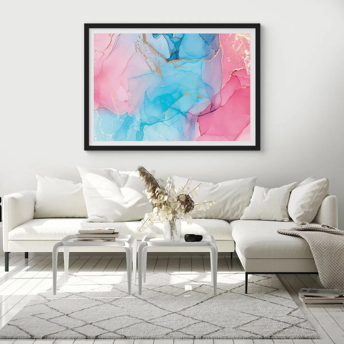 Poster in een zwarte lijst - Ontmoeting en interpenetratie - 100x70 cm