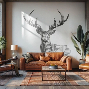 Zelfklevend Fotobehang Deluxe Sticker - Een hert in kubistische stijl - Abstractie, Hert, Dieren - 250x175 cm