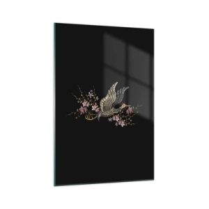 Schilderen op glas - Exotische geborduurde vogel - 70x100 cm