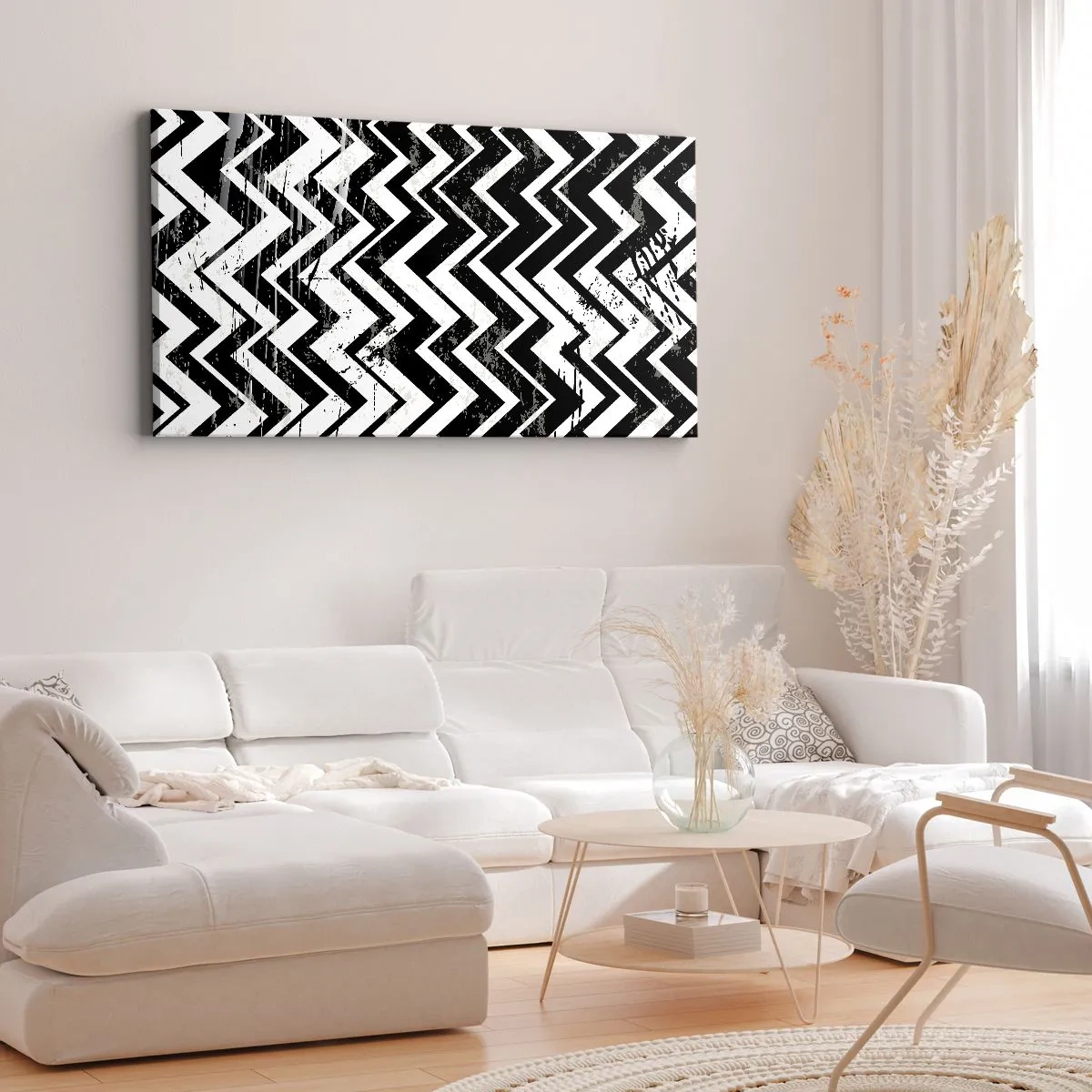 Schilderen op canvas - Zyg-wit, zag-zwart - 120x50 cm