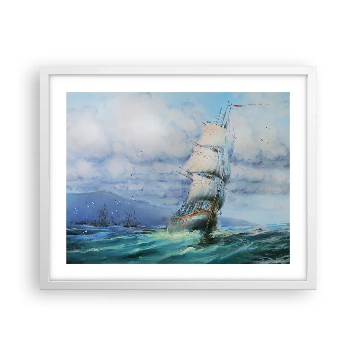 Poster in een witte lijst - Goede wind - 50x40 cm