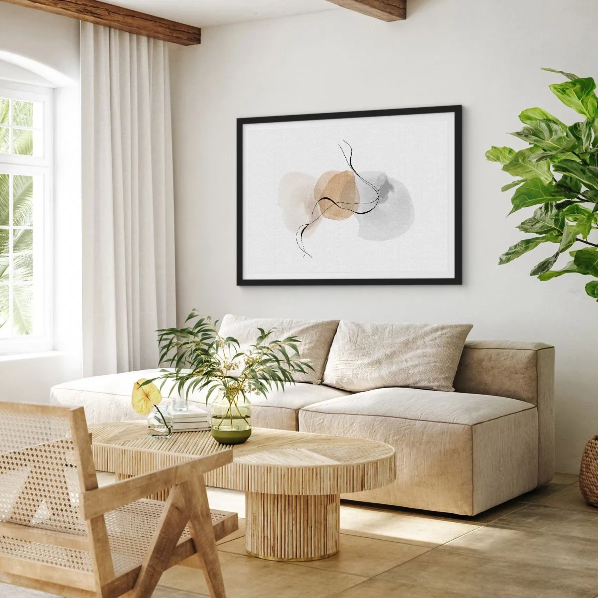 Poster in een zwarte lijst - Lucht kralen - 40x30 cm