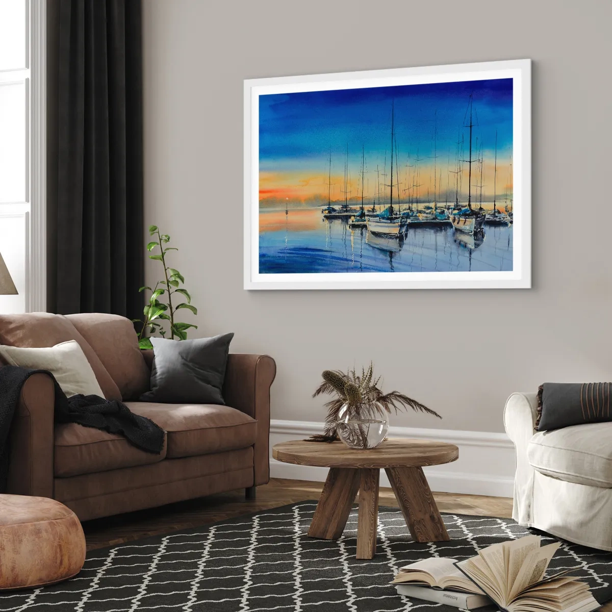 Poster in een witte lijst - Einde van een goede dag - 100x70 cm