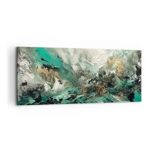 Schilderen op canvas - Emerald en zwarte branding - 100x40 cm