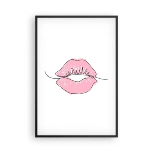 Poster in een zwarte lijst - Klaar om te kussen? - 61x91 cm