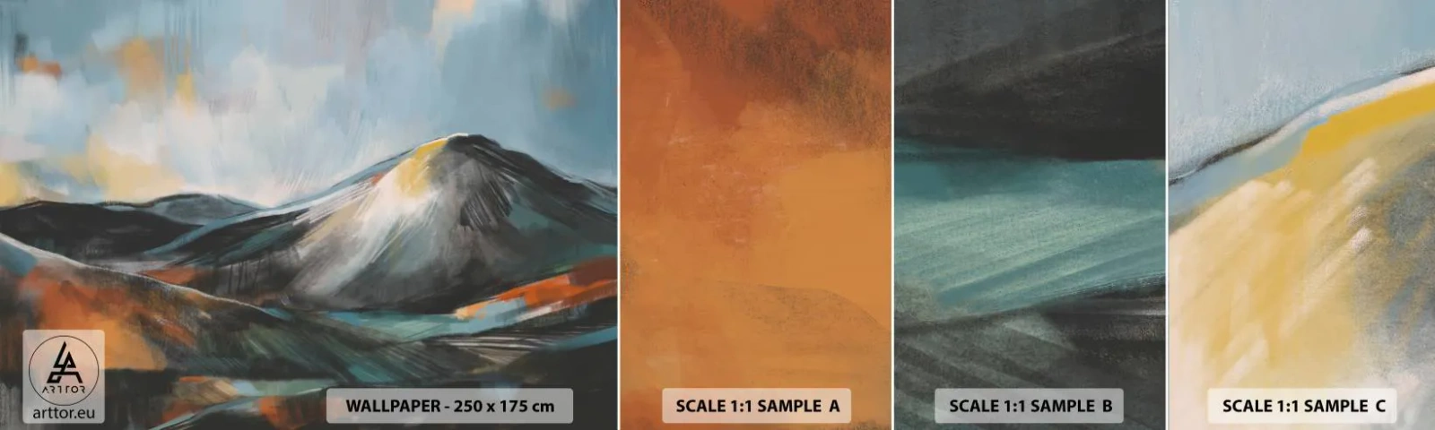 Fotobehang Staaltje Standard Eco - Ruw en prachtig - Deel, Bergen, Landschap - 100x30 cm