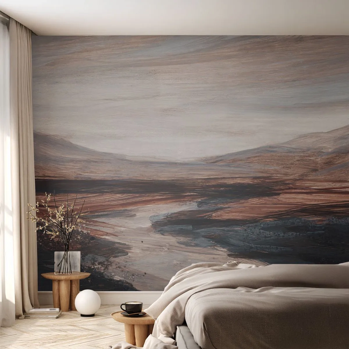 Fotobehang Premium Canvas - Een rustige vallei - Landschap, Landschap, Deel - 350x256 cm