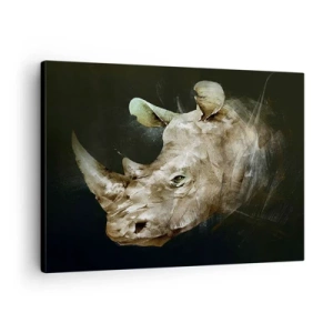 Schilderen op canvas - Portret van een neushoorn in een artistieke vorm - 70x50cm - Een echte mannelijke kracht - Moderne wanddecoratie voor woonkamer en slaapkamer ARTTOR