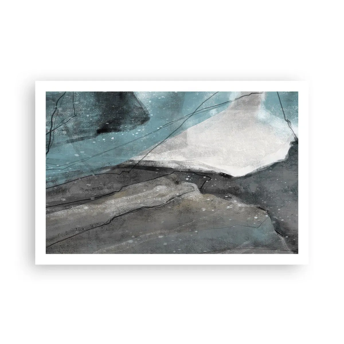 Poster - Abstractie: rotsen en ijs - 91x61 cm